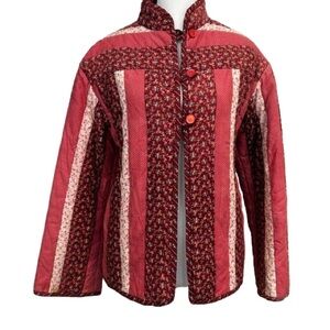 Handmade Quilted Patchwork Calico Jacket Granny Chic Cottagecore Boho Coat Sz M